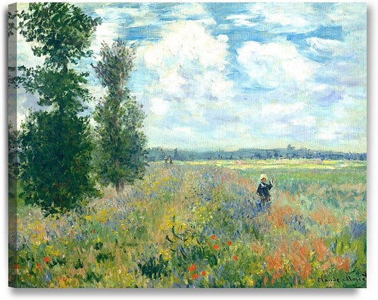 DECORARTS - Poppy Fields near Argenteuil, Claude Monet Art Reproduction. Giclee Canvas Prints Wall Art for Home Decor 30x24