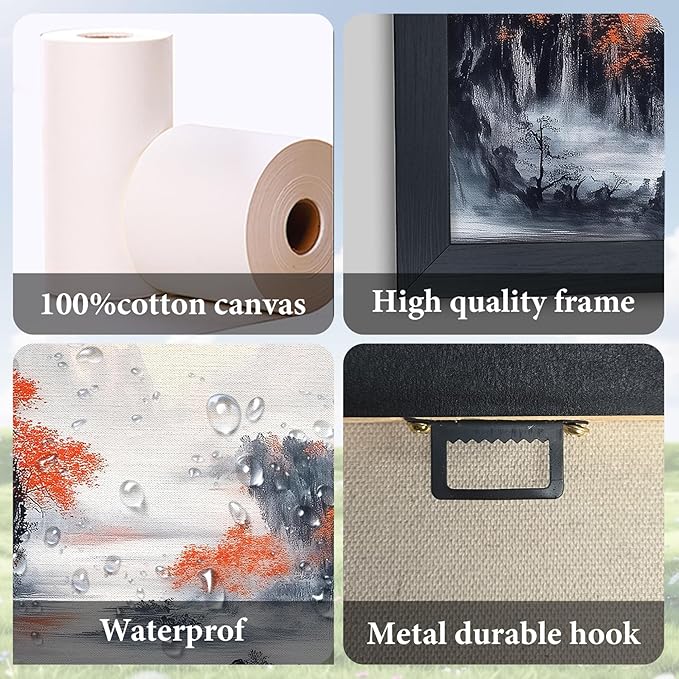 Lovira Japanese Mountain Landscape Large Wall Art Japan Canvas Wall Decor Pictures Prints Painting Framed Artwork for Living Room Bedroom Bathroom Kitchen Office 24"x36"