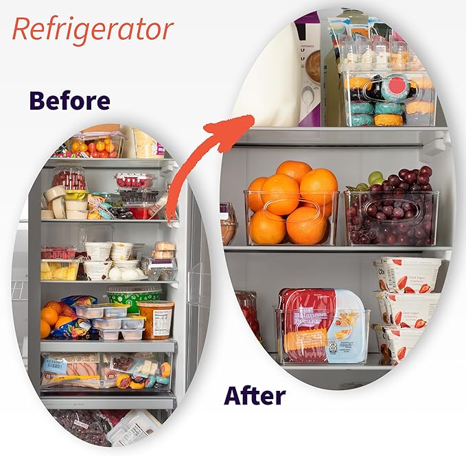 Pantry Organizers and Storage and Cabinet Organizer, 2 Pack - Kitchen Organizers and Storage, Great Fridge or Snack Organizer - Perfect in Refrigerator or Cupboard Shelf