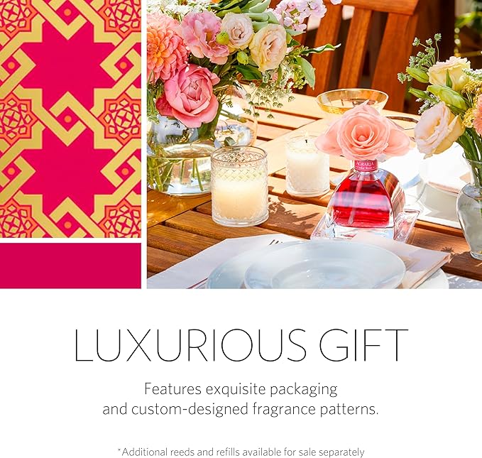 AGRARIA AirEssence Flower and Reed Diffuser Set, Handmade Sola Flower Botanical Home Fragrance Set, Scented Oil Reed Diffuser Gift for All Occasions