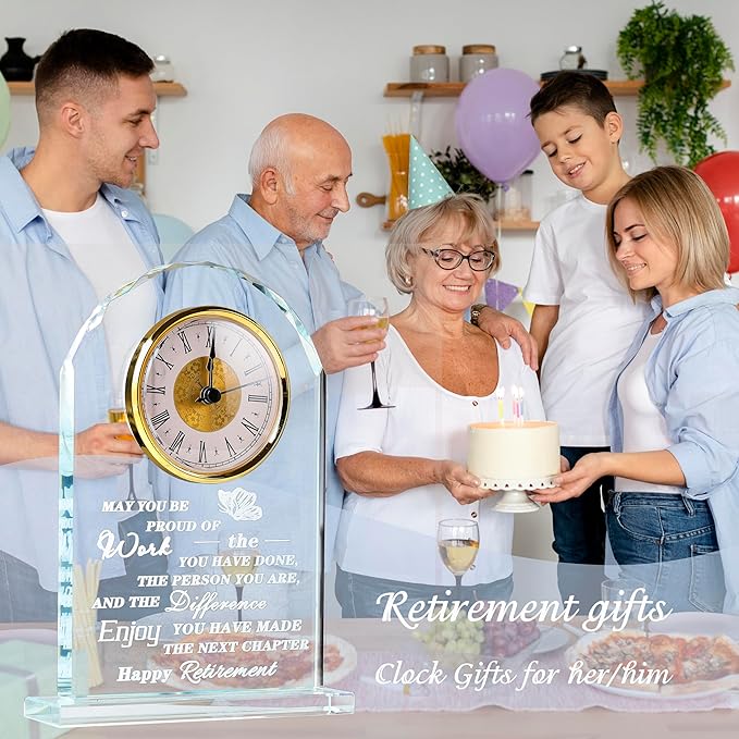 Qianwei Retirement Gifts - Crystal Clock for Coworker, Boss, Teacher, Nurse Farewell & Retirement