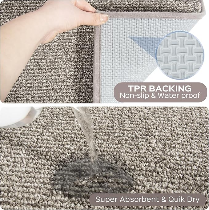 Washable Kitchen Rugs Set of 2 (24" x 35.5" + 24" x 59" Rectangular), Kitchen Mats for Floor, Indoor Entryway Runner Rugs for Laundry, Bathroom, Door, Bedroom (Roll Packing)