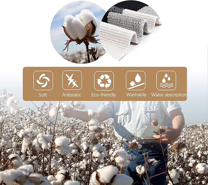 SEEKSEE Cotton Buffalo Plaid Rug 4'x6' Black and White Checked Washable Doormats Indoor Outdoor Rugs Cotton Boho Bedroom Rug for Kitchen Farmhouse Living Room