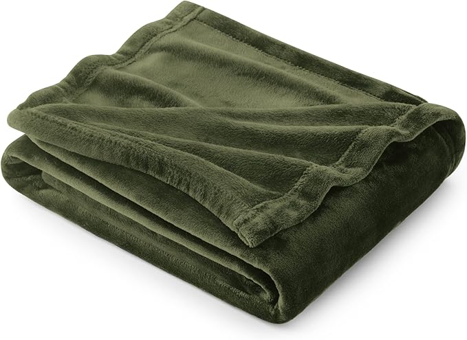 Bedsure GentleSoft Fleece Throw Blanket Olive Green - 300GSM Blankets for Couch, Sofa, Bed, Soft Lightweight Plush Cozy Throws for Toddlers, 50x60 inches