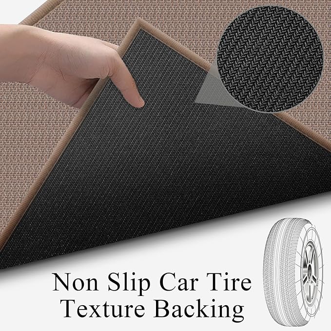 GOYLSER Kitchen Jute Rug Runner Non Slip, Front Door Runner Indoor Entrance, 20 ft Bottom Rubber Backed Waterproof Laundry Mat, Light Brown