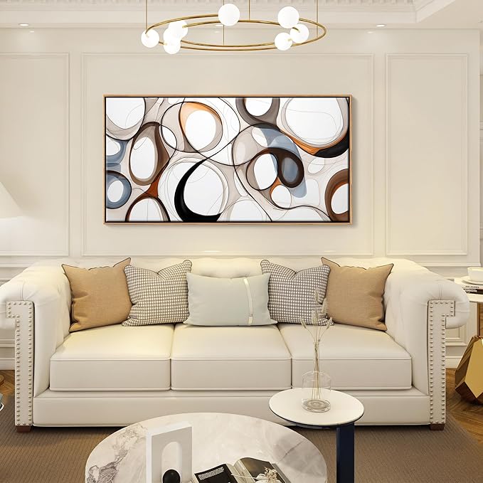 Large Wall Art for Lving Room-Textured Abstract Canvas Wall Art Framed Artwork for Walls Bedroom Wall Decor Above Bed Brown and Blacke Modern office Decorations 29×58IN