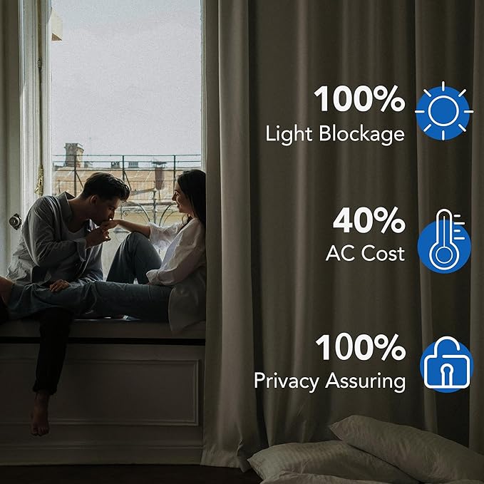 Beauoop 100% Blackout Curtains 84 Inches Long for Patio Sliding Door Cream Solid Extra Wide Room Darkening Thermal Insulated Room Divider Soundproof Grommet Window Treatment Drapes,100x84 Set of 1