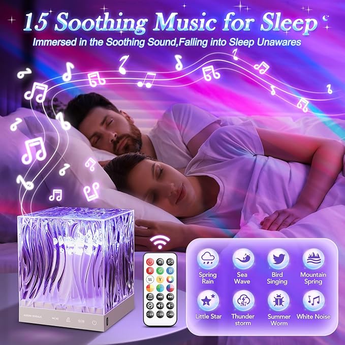 Mini Projector Shower Lamp White Noise Sound Machine for Sleep Adults, Bluetooth+15 White Noise Machine Baby Sound Machine Baby, 18 Colors Shower Light Party Lights Indoor,Remote Disco Warm Light Lamp