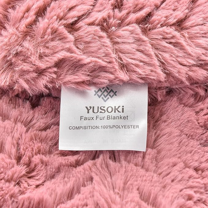 YUSOKI Luxury Faux Fur Twin XL Blanket for Twin XL Bed 2 Layers,5.2lb,All Ages,Home Decoration Without Pillows(Pink,63"x90")