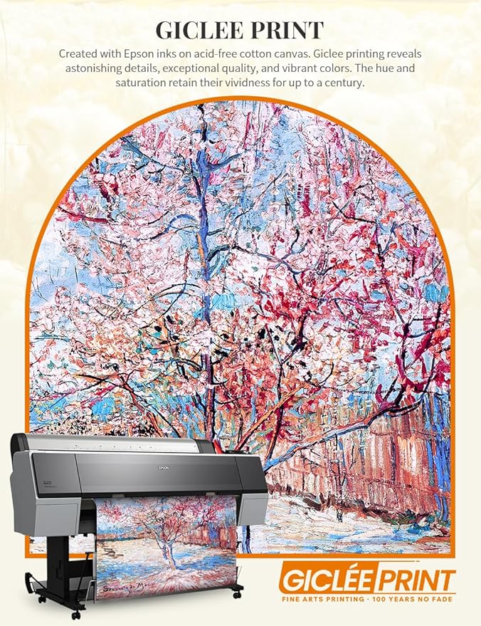 DECORARTS - Reminiscence of Mauve by Vincent Van Gogh, Large Giclee Canvas Print with Solid Wood Frame, Oversized Wall Art Decor