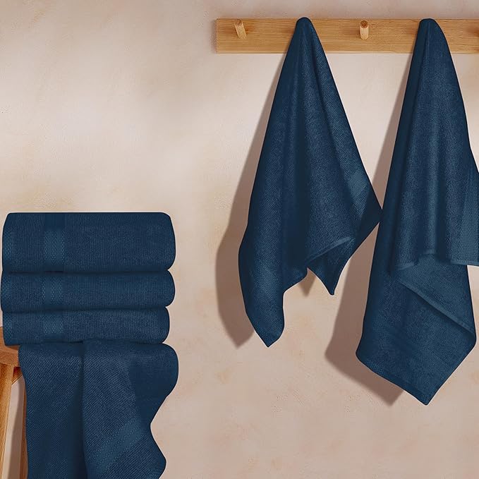 GLAMBURG Ultra Soft 6-Piece Hand Towel Set 16x28-100% Ringspun Cotton - Durable & Highly Absorbent Hand Towels - Ideal for use in Bathroom, Kitchen, Gym, Spa & General Cleaning - Mineral Blue