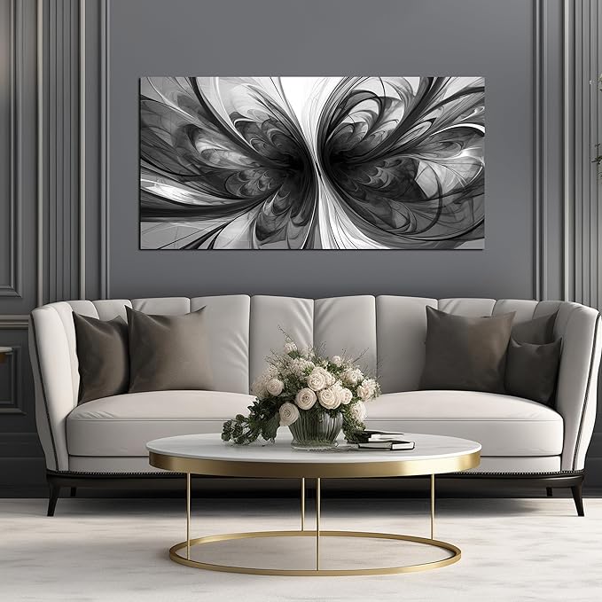 Black and White Pictures for Wall Abstract Art Wall Decor for Living Room Bedroom Office Wall Art 24 x 48 Inch