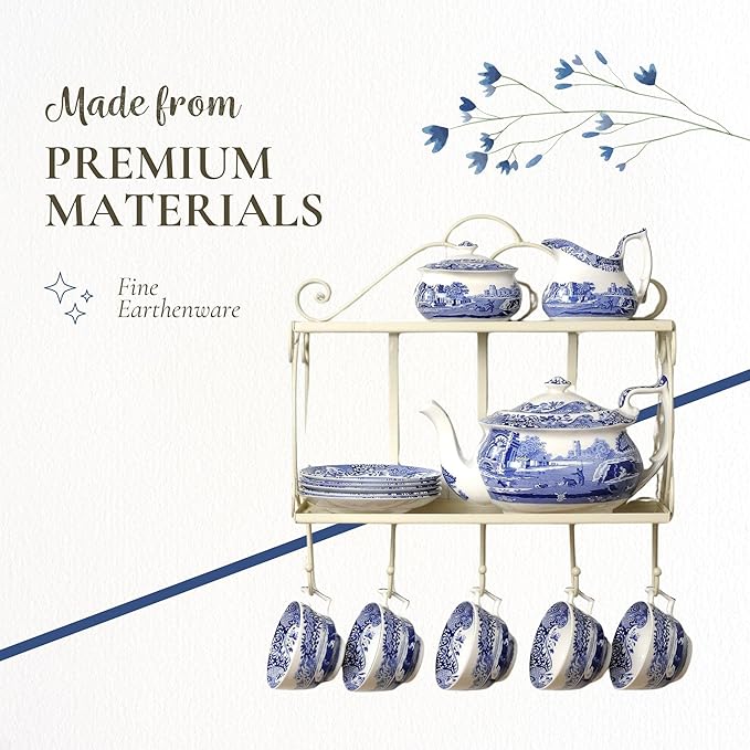 Spode Blue Italian Tealight Holders | Set of 2 Round Tealight Holders | Made of Fine Porcelain | 4 Inch Candle Holders for Home Décor and Housewarming Gift | Dishwasher Safe