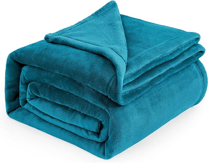 Bedsure GentleSoft Fleece Blankets Queen Size Teal - Bed Blanket Soft Lightweight Plush Fuzzy Cozy Luxury Microfiber, 90x90 inches