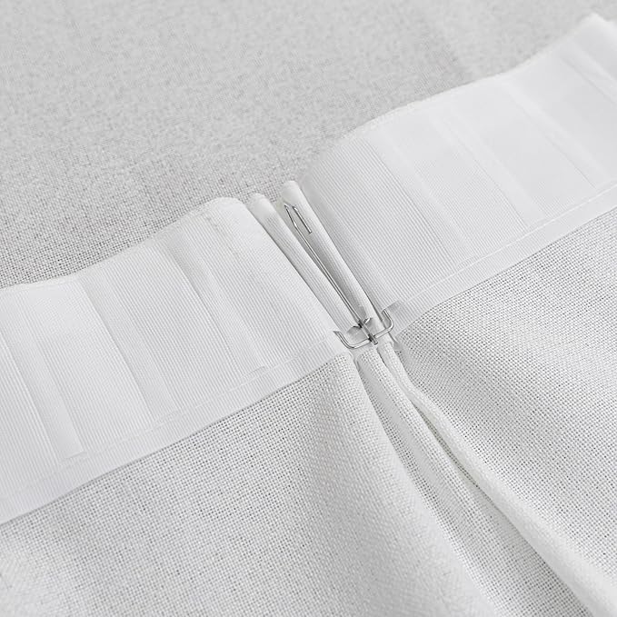 Off White Thick Linen Semi Sheer Curtains 102 Inches Long, Elegant Light Filtering Drapes Set of 2, Floor to Ceiling Pinch Pleat Curtain with Hooks