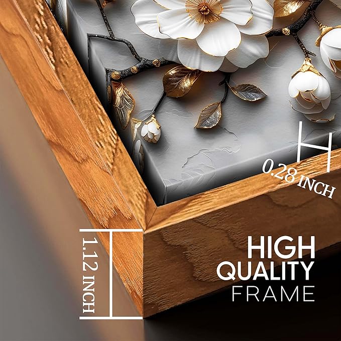 Ouzzlie White Flowers Wall Art for Living Room Floral Beautiful Pictures for Wall Nature Wall Decor Bedroom 24"x 48"