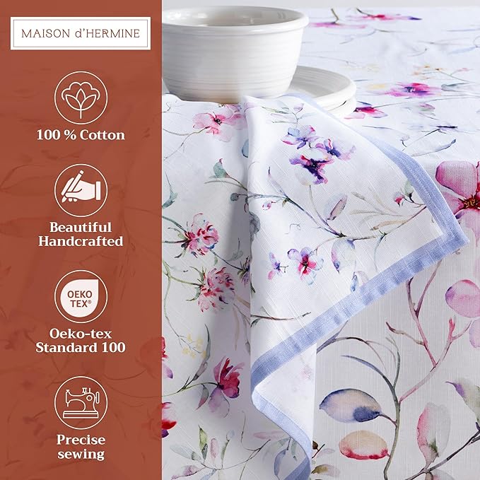 Maison d' Hermine Cloth Napkins Set of 4 100% Cotton Everyday Reusable Square Napkins Cloth Washable, Dinner, Party, Wedding, Restaurant, Spring/Summer (Summer Floral, 20" x 20")