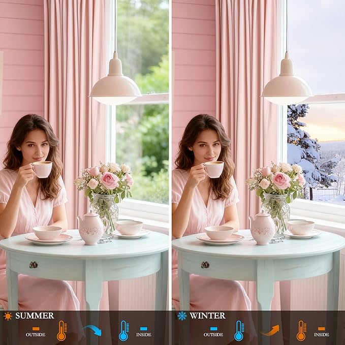 StangH Baby Pink Velvet Curtains, Luxury Rod Pocket Back Tab Blackout Drapes for Bedroom, Living Room, Kitchen, Thermal Insulated, Super Soft Window Treatment, 52 x 90 inches, 2 Panels