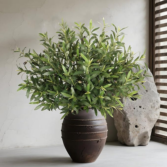 Fake Plants Olive Branch Artificial Plant 27.5in Outdoor Decorations for Living Room Olive Tree Branches Greenery Stems Can Be Used for Spring Home Decor Room Decor Office Decor(24PCS)