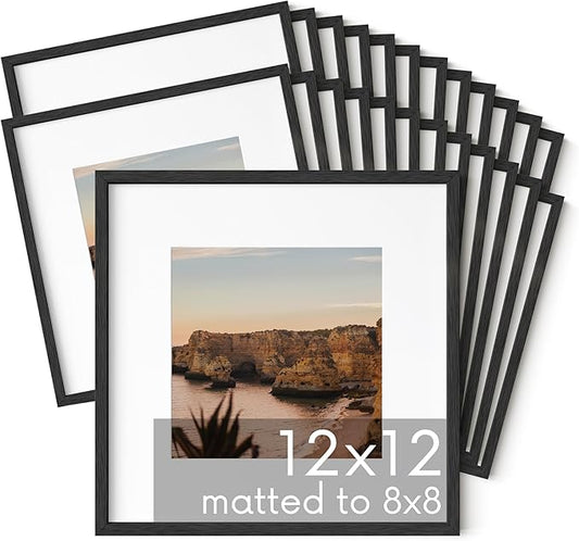 HAUS AND HUES Set of 25 12x12 Picture Frame - 12x12 Frame Square Picture Frames Black Frames for Gallery Wall, 12 x 12 Frame Wood Picture Frames with Mat, Square Frames 12 by 12 Frame (Black Frame)