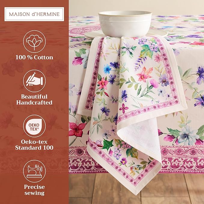 Maison d' Hermine Cloth Napkins Set of 4 100% Cotton Everyday Reusable Square Napkins Cloth Washable, Dinner, Party, Wedding, Restaurant, Spring/Summer (Chardon, 20" x 20")
