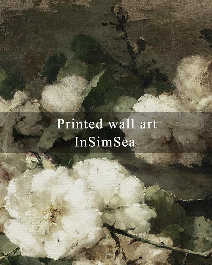 InSimSea Square Framed Canvas Wall Art, Vintage Floral Rustic Roses Flower Wall Art for Living Room, Flowers Wall Art Prints, Flower Pictures for Bedroom Living Room Aesthetic Wall Decor 12"x12"