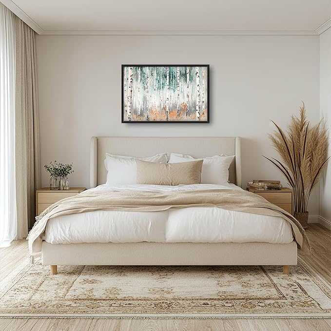 Birch Tree Large Wall Art for Living Room Framed, Birch Forest Wall Decor Pictures, Nature Scenery Trees Landscape Canvas Print Painting, Aesthetic Artwork Bedroom Office Home Decor 36"x24"