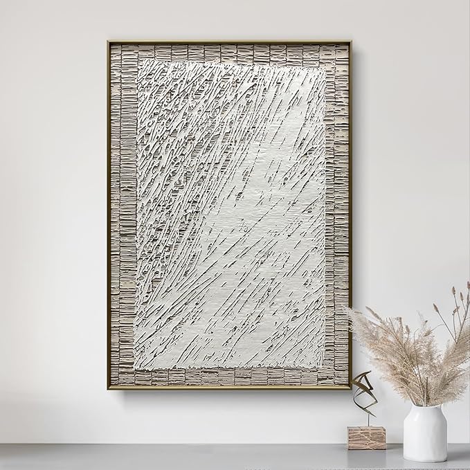 BrightA Handmade Canvas Wall Art for Dining Room and Kitchen Framed Abstract Paintings Framed Paintings for Living Room 27.6"x39.3"