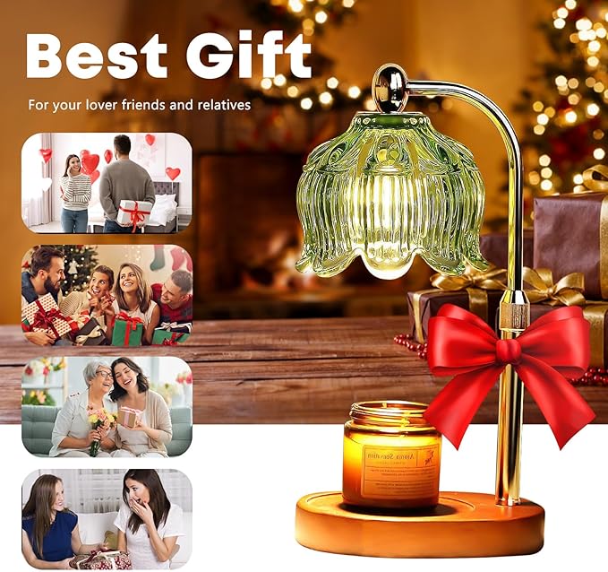 GEEZO Fragrance Candle Warmer Lamp，Electric Candle Warmer with Timer & Dimmer，Mom Christmas Birthday Gifts for Women, House Warming Gifts New Home Bedroom Decor