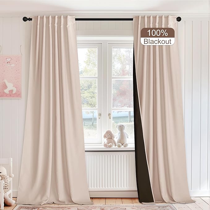 StangH Pink Blackout Curtains for Nursery Girls Super Soft Thick Velvet Chenille Thermal Insulated Drapes Heavy Privacy Room Dividers for Living Room, W52 x L84, 2 Panels