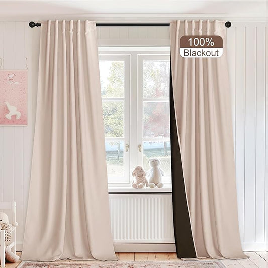 StangH Pink Blackout Curtains for Nursery Girls Super Soft Thick Velvet Chenille Thermal Insulated Drapes Heavy Privacy Room Dividers for Living Room, W52 x L84, 2 Panels