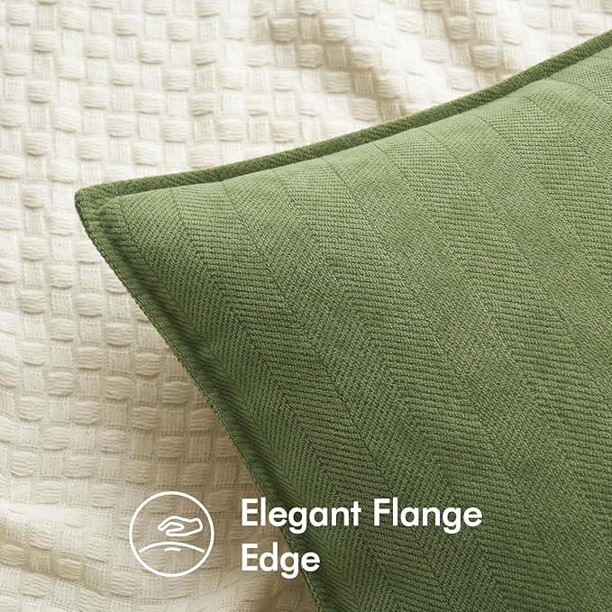 MIULEE Pack of 2 Sage Decorative Pillow Covers 18x18 Inch Soft Chenille Luxurious Couch Throw Pillows Farmhouse Cushion Covers with Elegant Design for Sofa Bedroom Living Room Home Decor