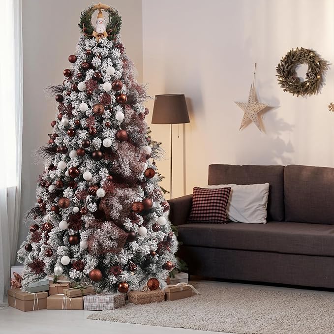 Wironlst Christmas Ball Ornaments - 30pcs Shatterproof Plastic Christmas Ornaments Hanging Ball Decorations for Xmas Tree, Holiday, Wedding, Party (Multi-Size, Brown)