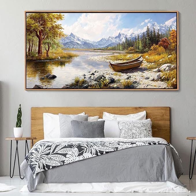 Mofutinpo Mountain Landscape Wall Art - Nature Forest Canvas Art for Living Room, Bedroom & Dining Room - Framed Paintings for Wall Decor - Large Scenic Artwork for Home 29x58IN