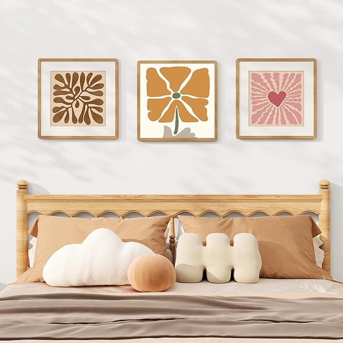 16x16 Picture Frame, Square 16 by 16 Frames for Wall - Solid Oak Wood & Tempered Glass, 16 x 16 Wood Frame Matted to 12 x 12, Square Picture Frame 16"x16" for Home Decor, Natural Oak Color, 1 Pack