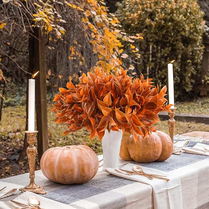 Krissing 36 Bundles Fall Artificial Flowers for Outdoors UV Resistant Faux Fall Outdoor Flowers Fake Fall Plastic Shrubs Plants for Home Garden Porch Autumn Fall Decor