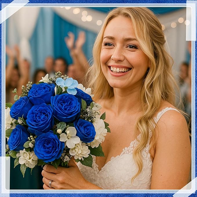 Geosar 16 Bundles Artificial Peonies Flowers Fake Silk Peony Bouquet Faux Peonies Flowers Bulk for Decoration Vase Florals Arrangements Wedding Party Table (Royal Blue)