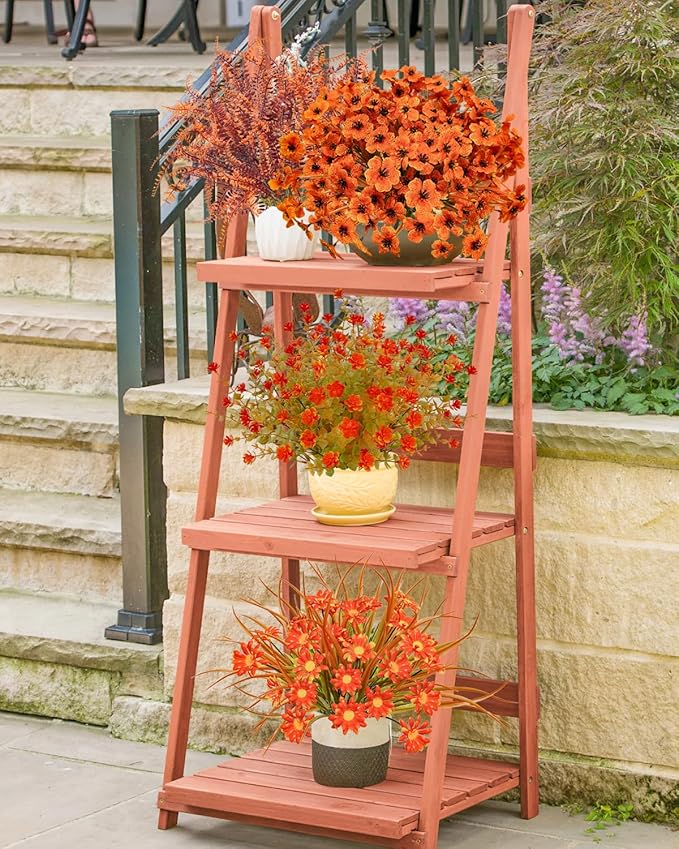 40 Pcs Fake Fall Flowers Artificial Fall Plants Outdoor Faux Fall Flower Decorations for Home Kitchen Bathroom Porch Patio Classroom Office Window Box Thanksgiving Harvest