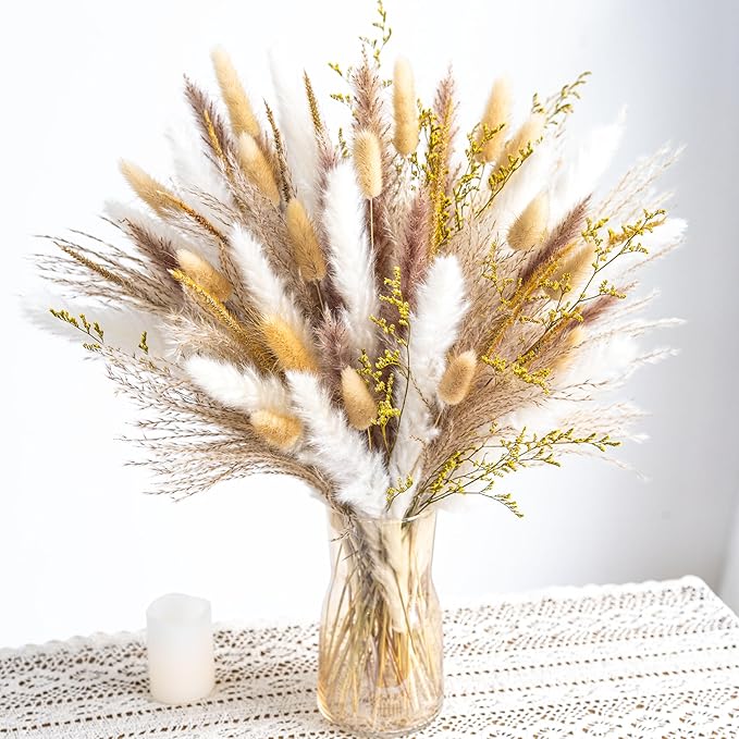 Boho Decor Bouquet - Pampas Grass and Reed Grass Decor kit Mix Dried Flower Arrangement Home Table Rustic Farmhouse Bedroom Decor