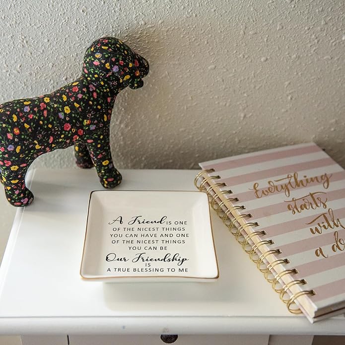 HOME SMILE Ceramic Ring Dish Jewelry Tray for Mom Sister Friends