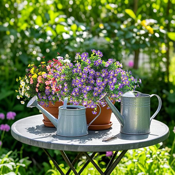 Outdoor Artificial Flowers UV Resistant & Fade Proof, 12 Pack Realistic Fake Flowers for Garden, Patio, Lawn Decor - Weatherproof Plastic Plants (Purple)