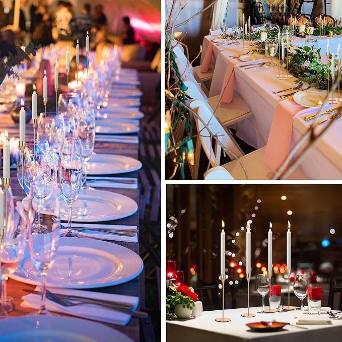 24Pcs Candle Holders, Black Candlestick Holder in Bulk Taper Candle Holders for Pillar Candles Metal Candle Stands For Table Centerpiece, Wedding, Dinning, Party, Valentines Home Decor (Black)