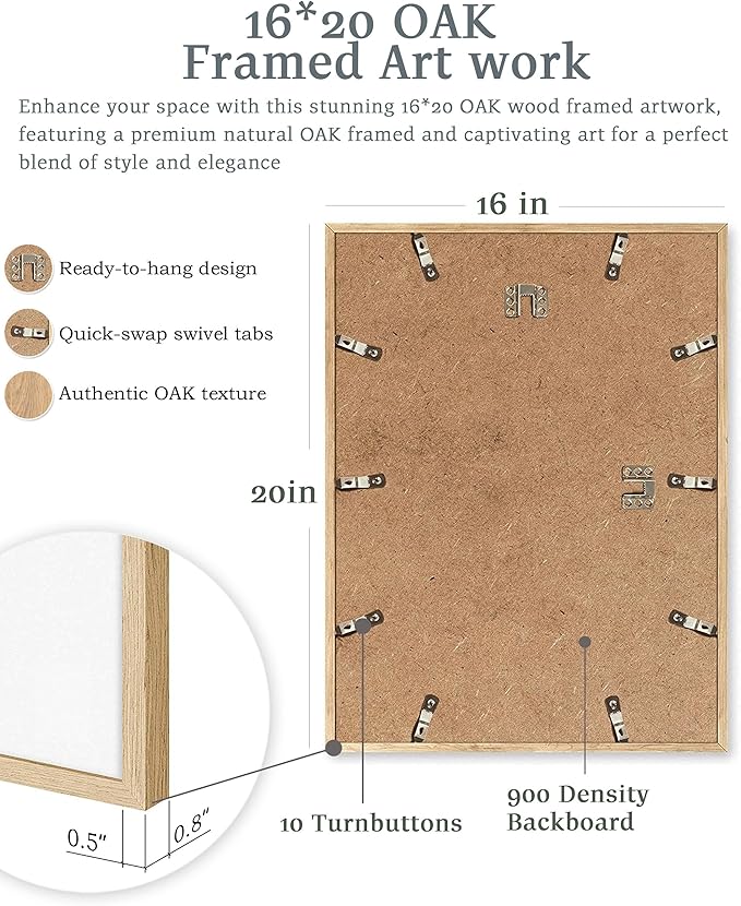 EcoHest Bible Verse Floral Framed Wall Art, Large 16x20 in OAK Wood Abstract Flowers Canvas Wall Art, Ephesians 3:17 Home Decor, Beige Logs Boho Christ Set of 1 for Bedroom Living Room