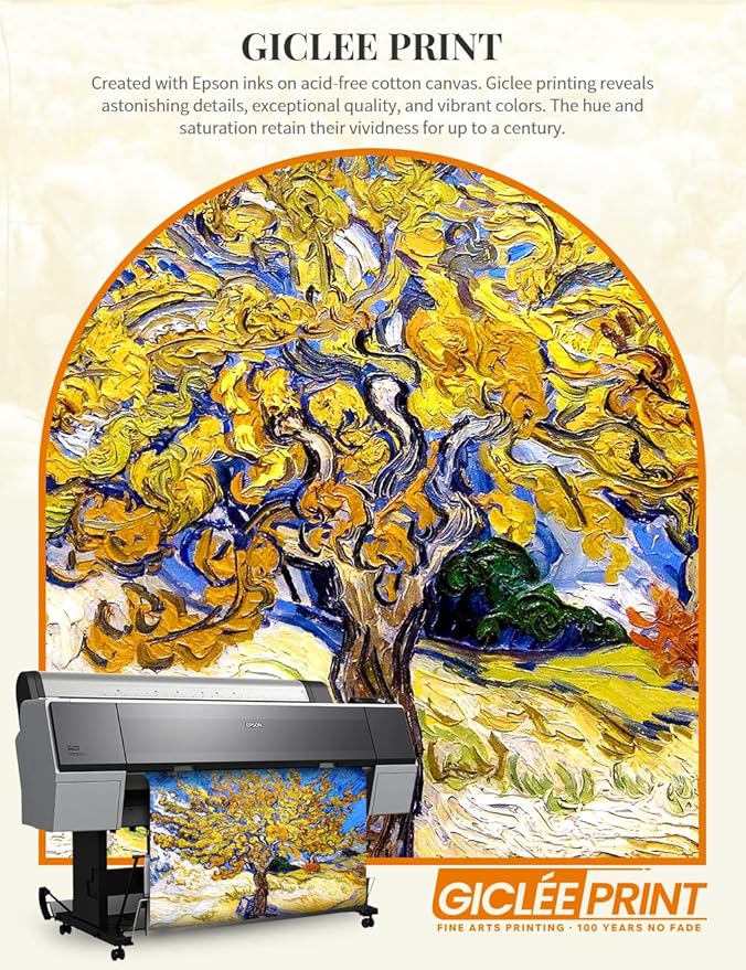 DECORARTS - The Mulberry Tree - Vincent Van Gogh Giclee Prints w/Antique Brown Frame for Wall Decor. Picture Size: 20x16, Total Size w/Frame: 23x19