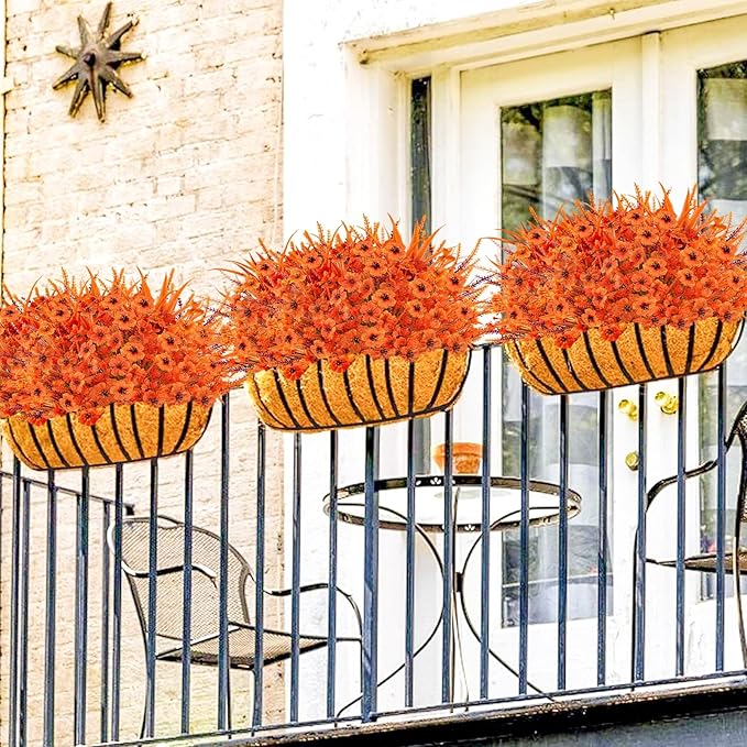 Agusbagli 40 Bunches Artificial Fall Outdoor Flowers Fake Autumn Boxwood Plants UV Resistant Plastic No Fade Faux Fall Flowers Arrangements for Thanksgiving Autumn Weddings Porch Indoor Home Decor