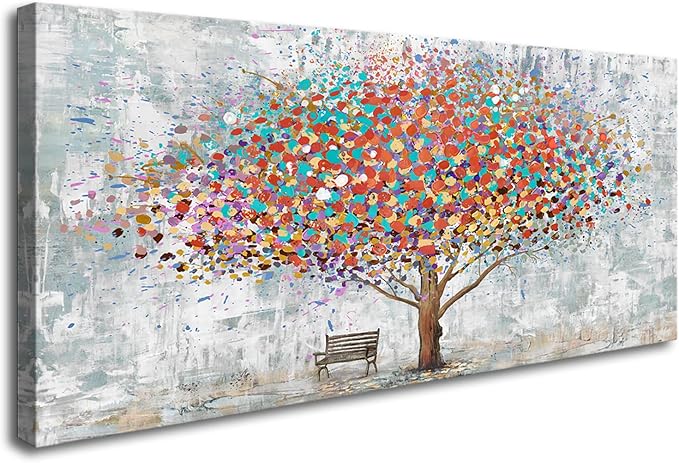 DZL Art H71162 Tree Wall Art Canvas Prints Wall Art Abstract Colorful Tree Painting Landscape Modern Artwork for Living Room Bedroom Office Home Wall Decoration Decor