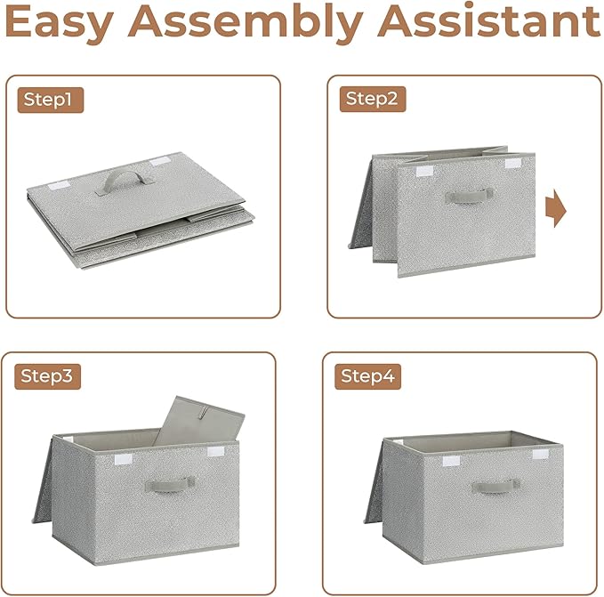 GRANNY SAYS Storage Bins with Lids, Fabric Storage Boxes, Closet Organizers for Clothes, Decorative Storage Boxes for Organizing, Shelves, Closet, Gray, Extra Large 2-Pack