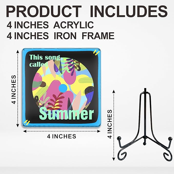 This Song Called Summer Acrylic Sign With A Metal Support - 4x4" Seasonal Abstract Aesthetic Tabletop Acrylic Plaque - Home Desk Office Shelf Display Art Decoration & Favors For Women Men - A01