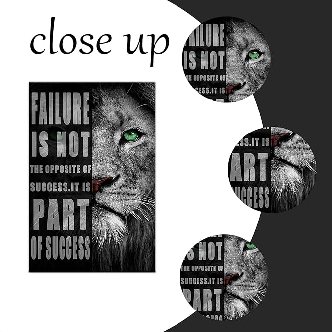 Lion Wall Art Inspirational picture Entrepreneur Quotes Motivational Animal Painting Poster Print on Canvas Wall Artwork for Living Room Bedroom Office Framed Ready to Hang [12''W x 18''H]