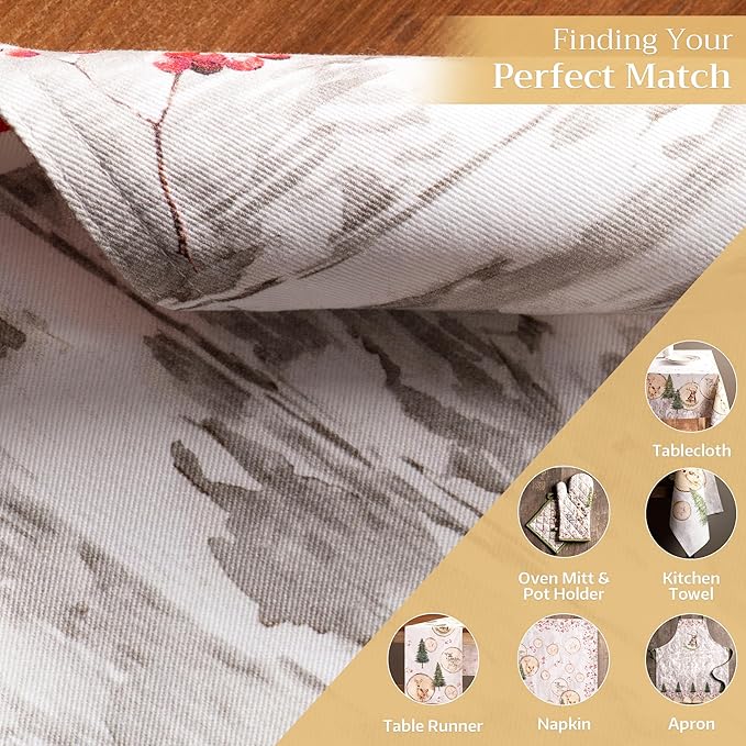 Maison d' Hermine Placemats Set of 4 100% Cotton Washable Cloth Place Mats, Reusable Table Mats for Kitchen Dining Decoration, Party, Wedding, Restaurant (Mountain Life, 13" x 19")